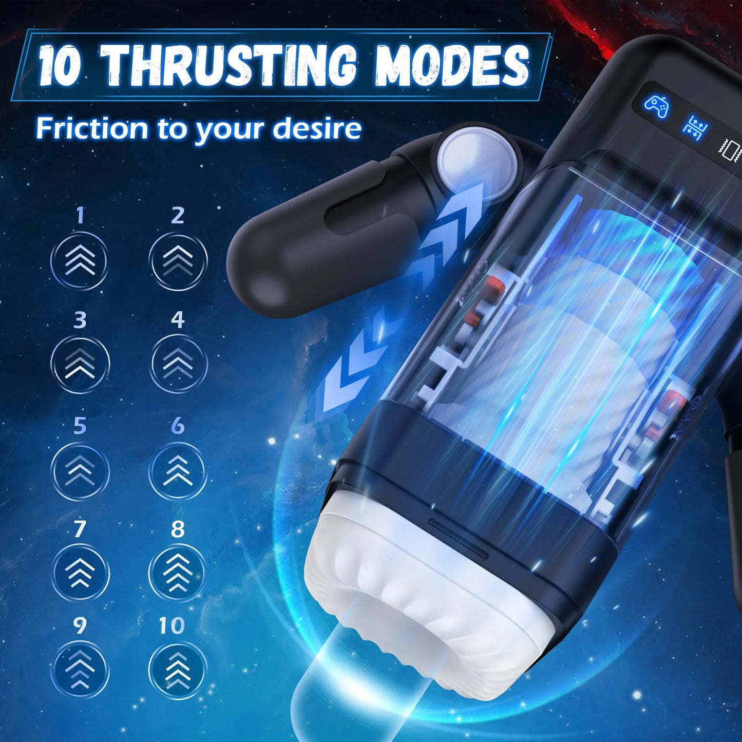 Automatic Male Masturbator Blowjob Machine Man Sex Toy with 10 Thrusting Vibrating & Heating Modes Real Vagina Masturbation Cup