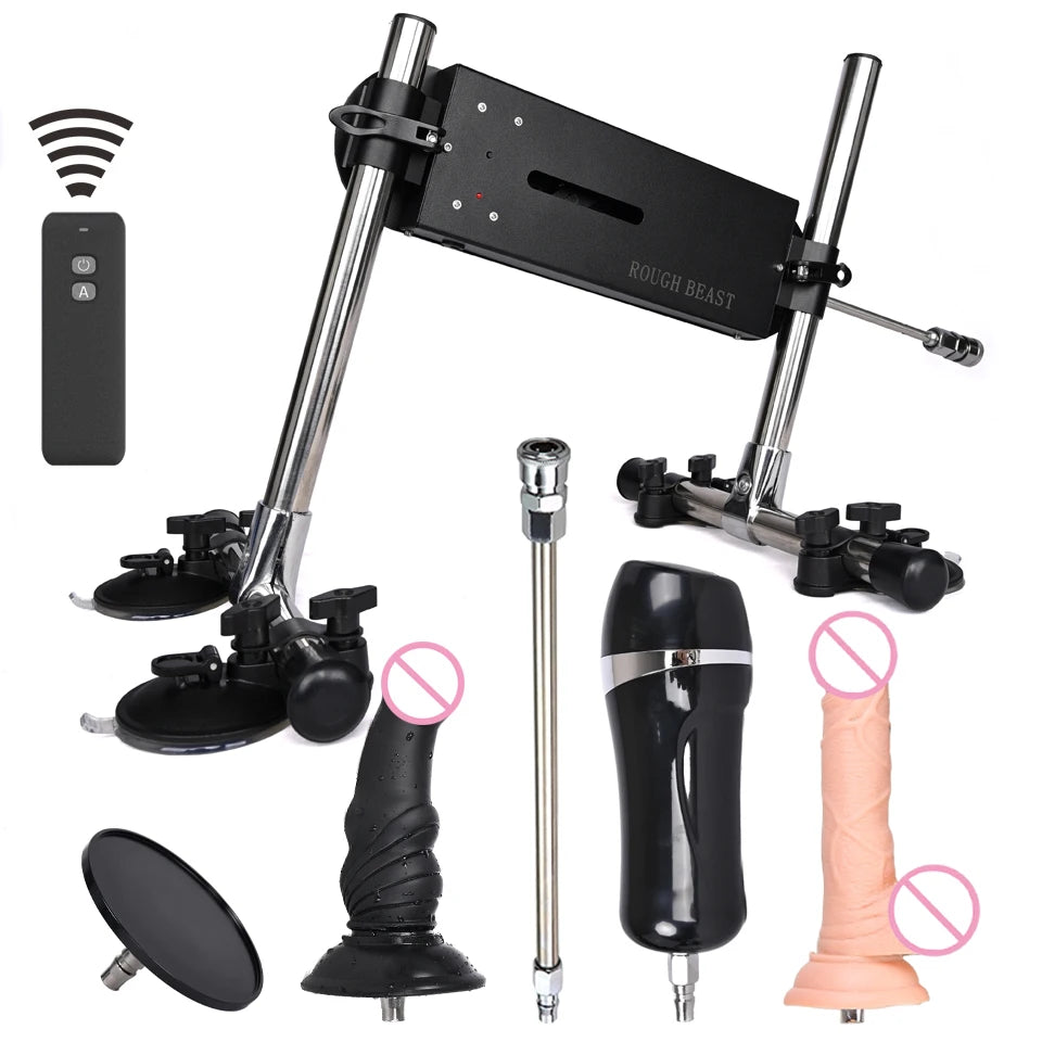 ROUGH BEAST 70W Power Automatic Sex Machine with Dildo Attachment Wireless Masturbation Machine for Women Telescopic Men Sex Toy