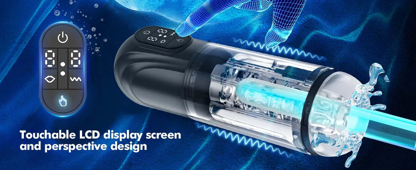 Automatic Suck Male Masturbator with 3D Textured Rubber Vagina for Men Penis Pumps Cup Hands Free Blowjob Stroker Pocket Pussy
