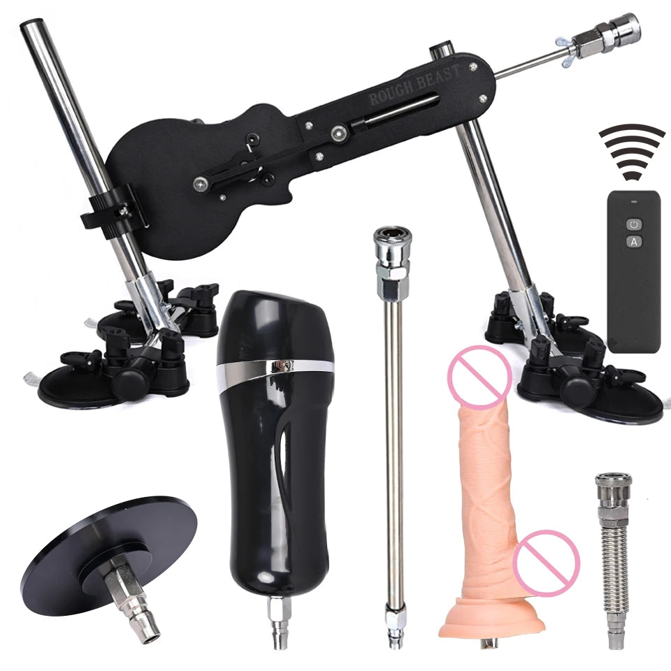 ROUGH BEAST 70W Power Automatic Sex Machine with Dildo Attachment Wireless Masturbation Machine for Women Telescopic Men Sex Toy