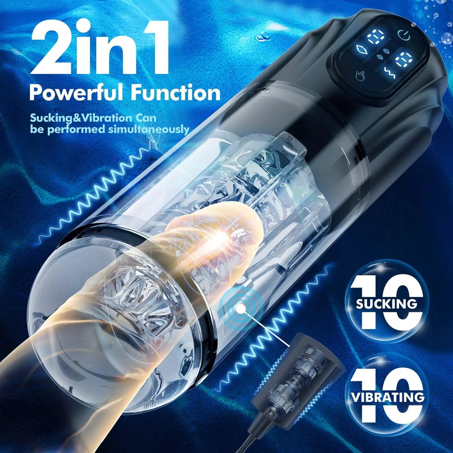 Automatic Suck Male Masturbator with 3D Textured Rubber Vagina for Men Penis Pumps Cup Hands Free Blowjob Stroker Pocket Pussy