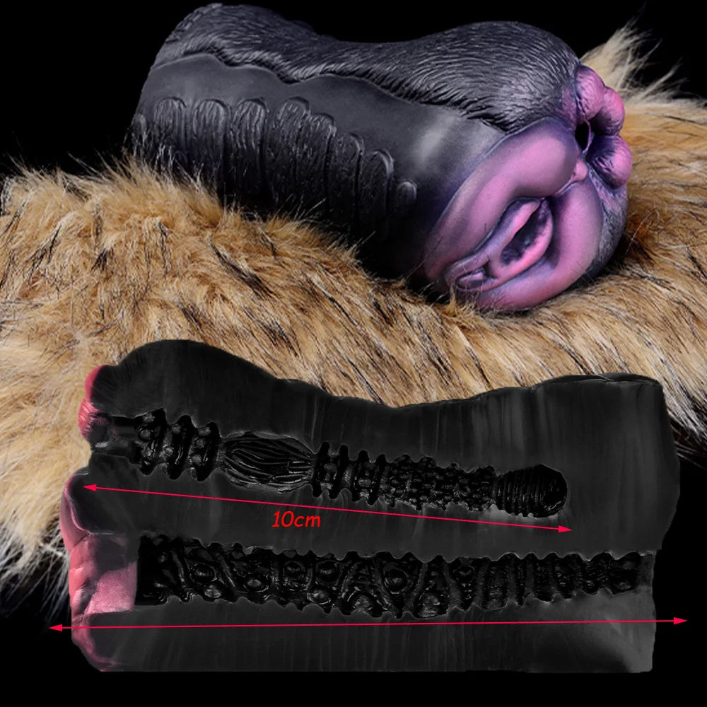 YOCY Realistic Animal Pussy Men Masturbator Soft Silicone Vaginal Anal Channel Fantasy Stroker Toy Fetish With Lifelike Fur