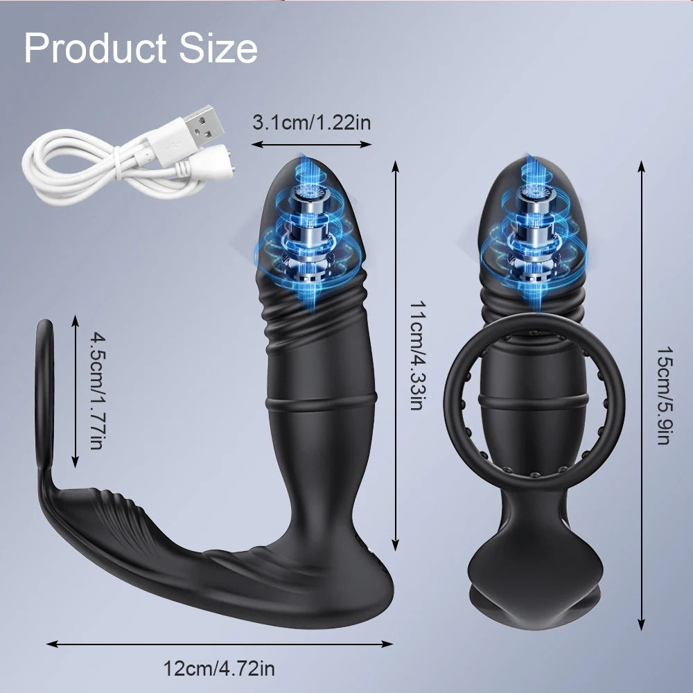 Male Thrusting Prostate Massager Bluetooth APP Vibrator for Men Gay Anal Plug Wireless Remote Butt Plug Sex Toy for Couples