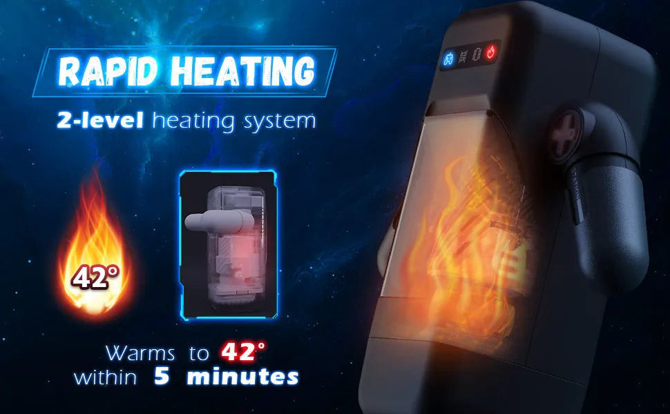 Automatic Male Masturbator Blowjob Machine Man Sex Toy with 10 Thrusting Vibrating & Heating Modes Real Vagina Masturbation Cup