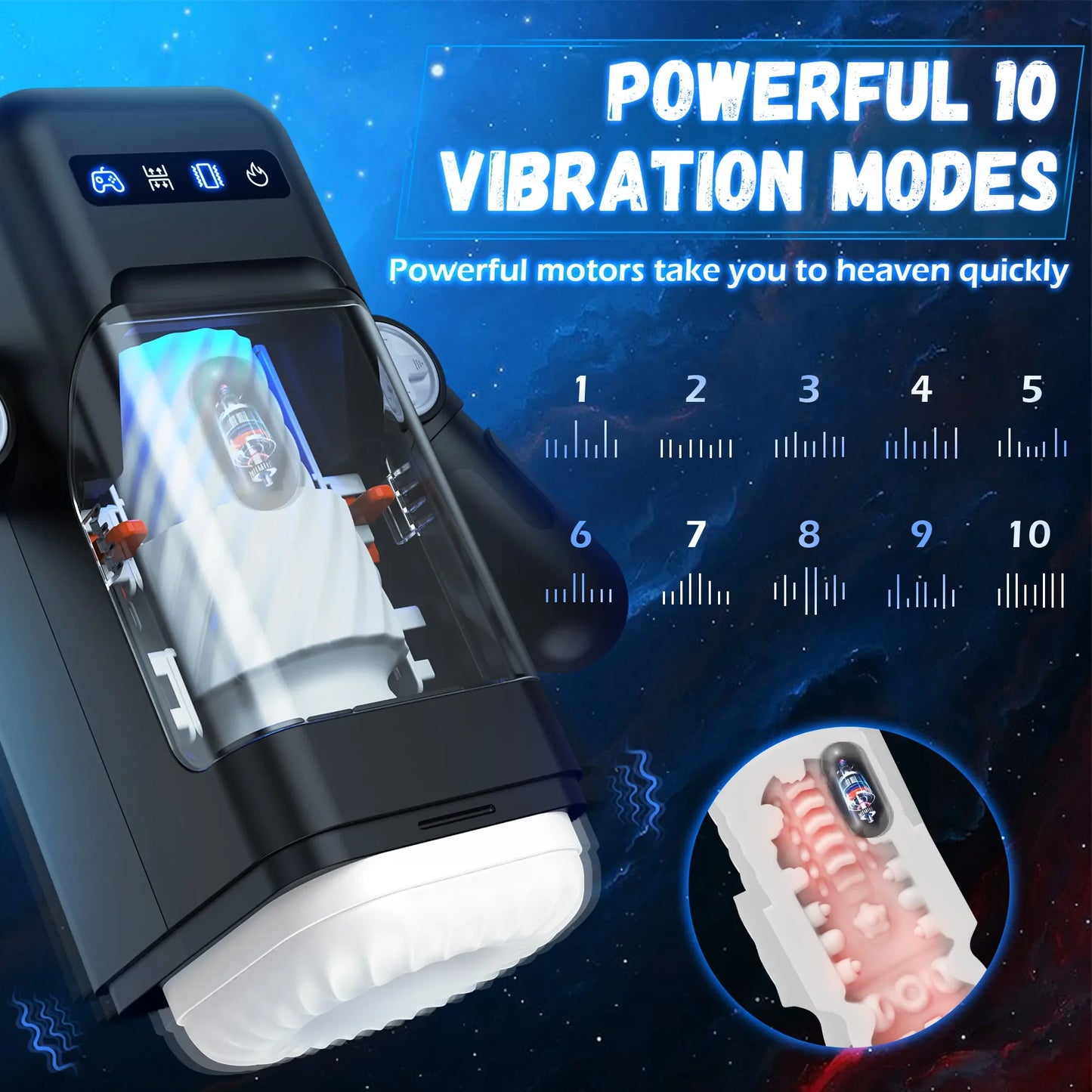 Automatic Male Masturbator Blowjob Machine Man Sex Toy with 10 Thrusting Vibrating & Heating Modes Real Vagina Masturbation Cup