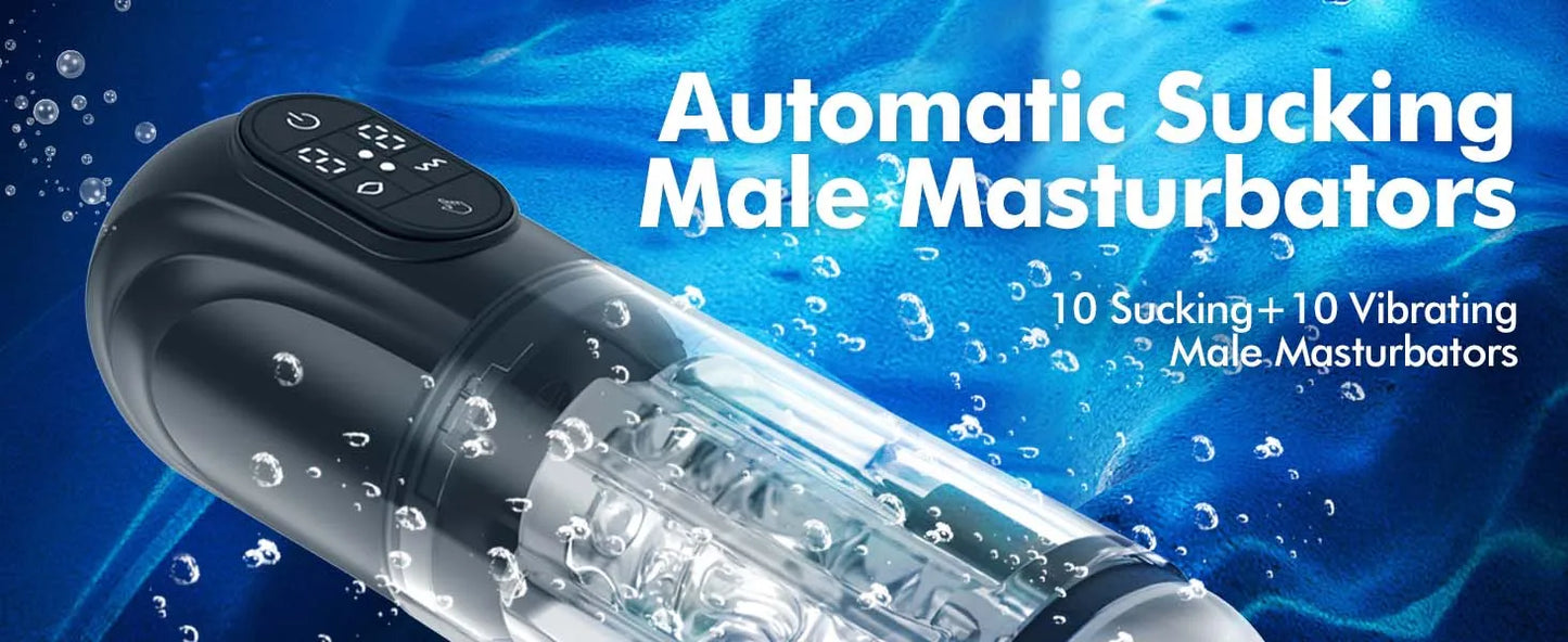 Automatic Suck Male Masturbator with 3D Textured Rubber Vagina for Men Penis Pumps Cup Hands Free Blowjob Stroker Pocket Pussy