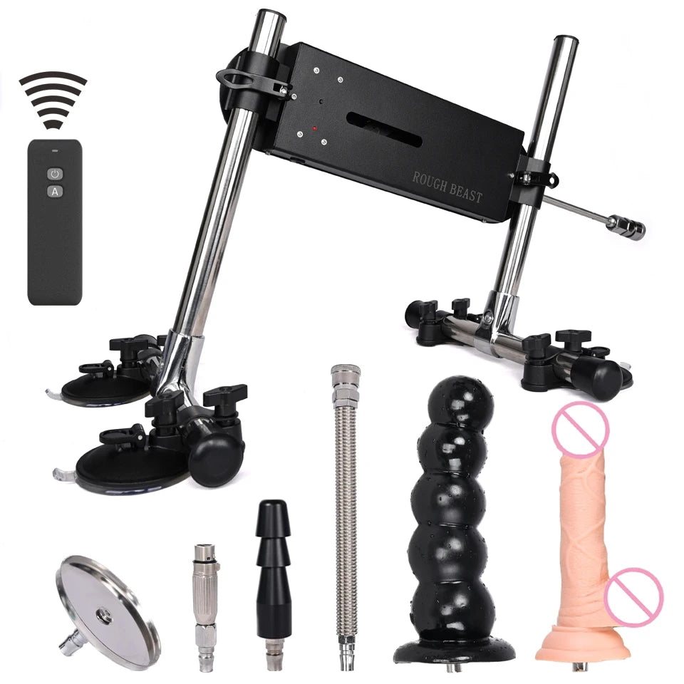 ROUGH BEAST 70W Power Automatic Sex Machine with Dildo Attachment Wireless Masturbation Machine for Women Telescopic Men Sex Toy