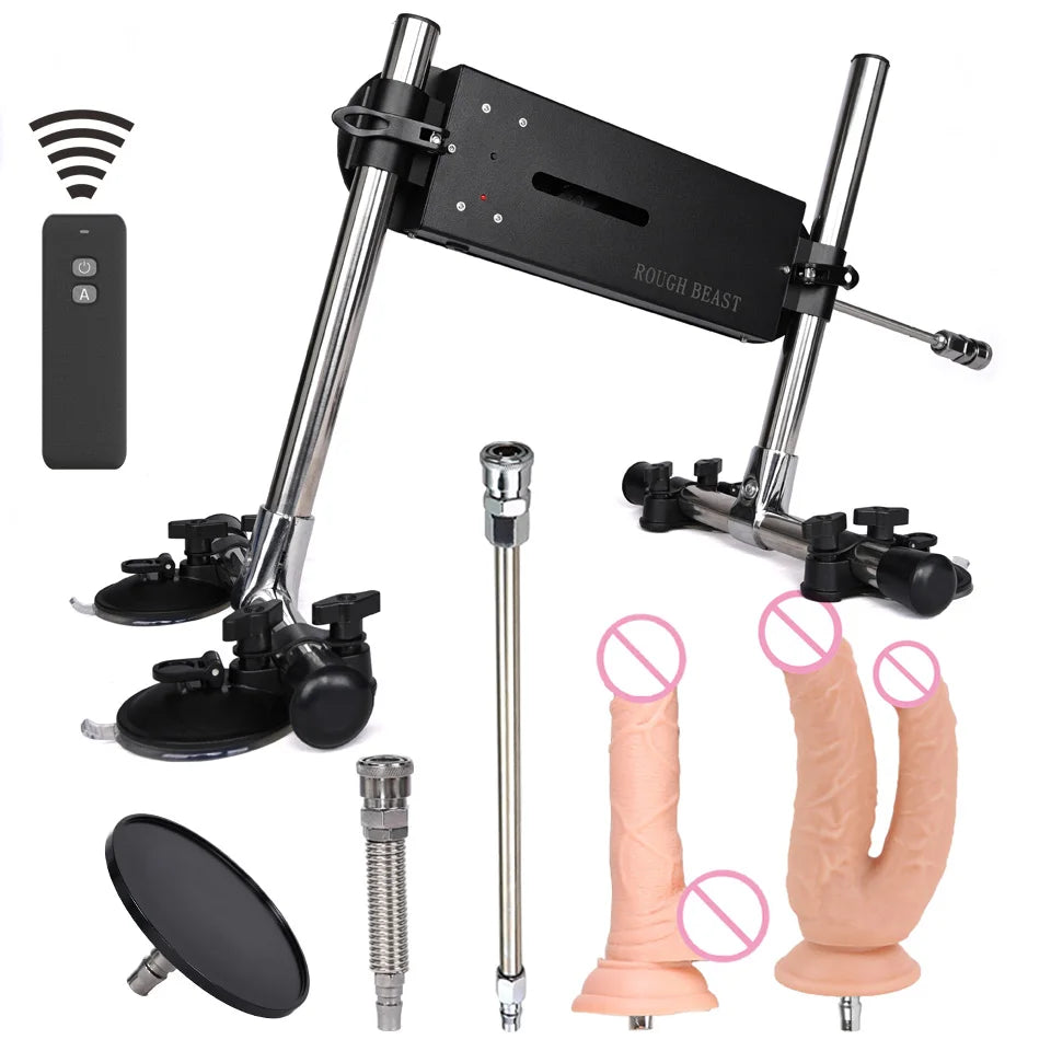 ROUGH BEAST 70W Power Automatic Sex Machine with Dildo Attachment Wireless Masturbation Machine for Women Telescopic Men Sex Toy