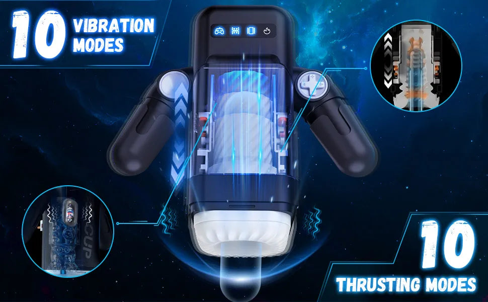 Automatic Male Masturbator Blowjob Machine Man Sex Toy with 10 Thrusting Vibrating & Heating Modes Real Vagina Masturbation Cup