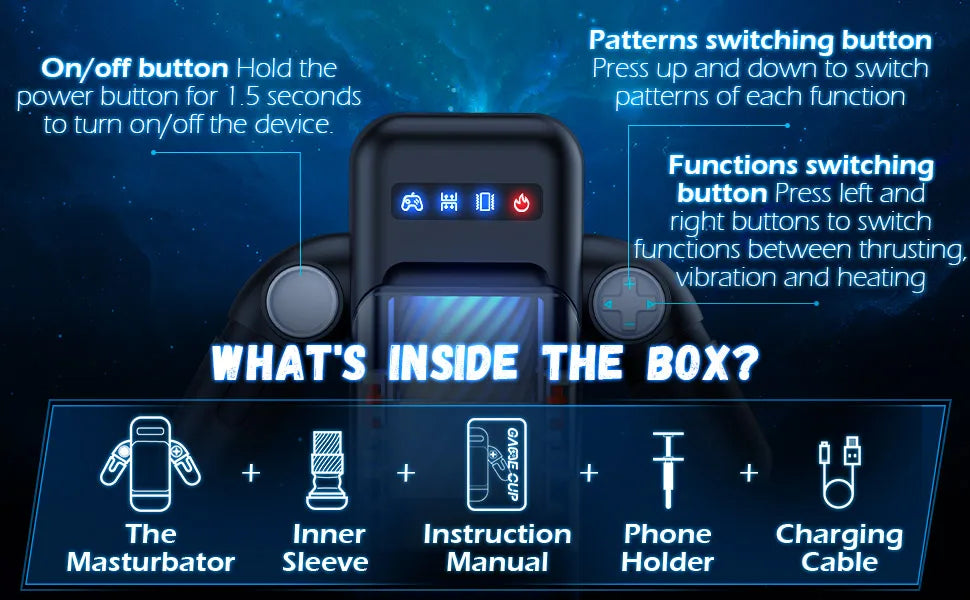 Automatic Male Masturbator Blowjob Machine Man Sex Toy with 10 Thrusting Vibrating & Heating Modes Real Vagina Masturbation Cup
