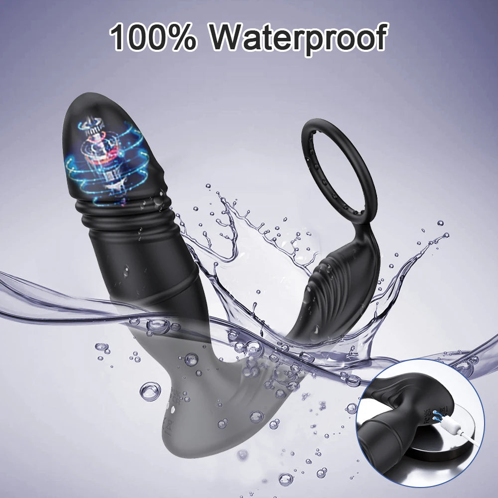 Male Thrusting Prostate Massager Bluetooth APP Vibrator for Men Gay Anal Plug Wireless Remote Butt Plug Sex Toy for Couples