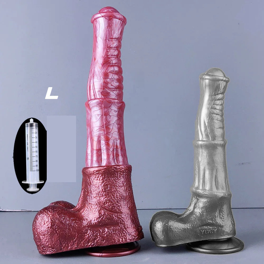 YOCY Large Horse Dildo Ejaculating Sex Toy Flexible Silicone Fantasy Horse Cock Strapon Toy For Lesbian Anal Masturbator