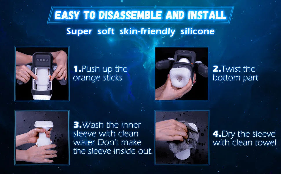 Automatic Male Masturbator Blowjob Machine Man Sex Toy with 10 Thrusting Vibrating & Heating Modes Real Vagina Masturbation Cup