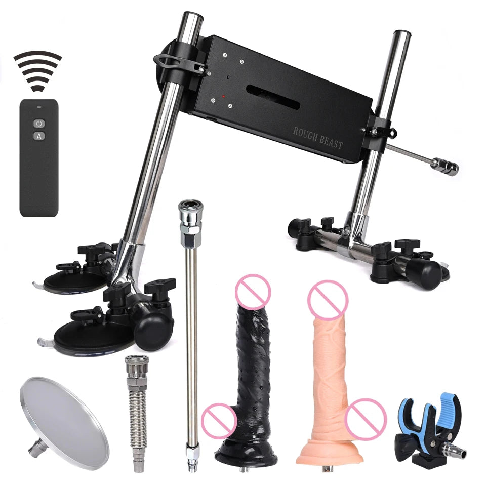 ROUGH BEAST 70W Power Automatic Sex Machine with Dildo Attachment Wireless Masturbation Machine for Women Telescopic Men Sex Toy