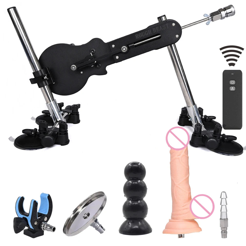 ROUGH BEAST 70W Power Automatic Sex Machine with Dildo Attachment Wireless Masturbation Machine for Women Telescopic Men Sex Toy