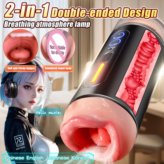 Adult Toys Male Masturbator Cup Pocket Vagina Pussy Vaginal Penetration Prostate Massager  Intelligent Voice Sex Toys for Men