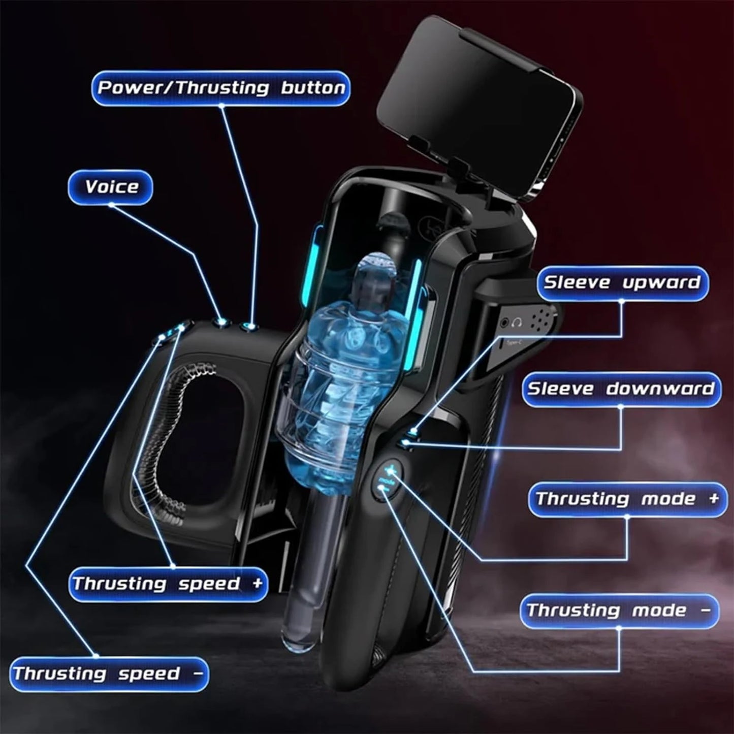 Leten THRUSTING-PRO High Telescopic Male Masturbator Cup Automatic Vagina Phone Holder Machine Sex Toys For Men Adults 18