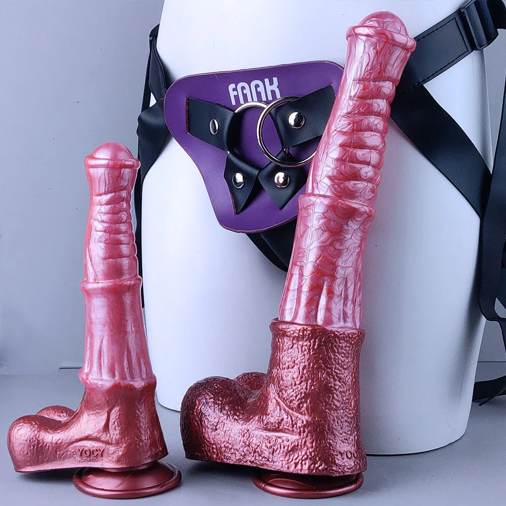 YOCY Large Horse Dildo Ejaculating Sex Toy Flexible Silicone Fantasy Horse Cock Strapon Toy For Lesbian Anal Masturbator