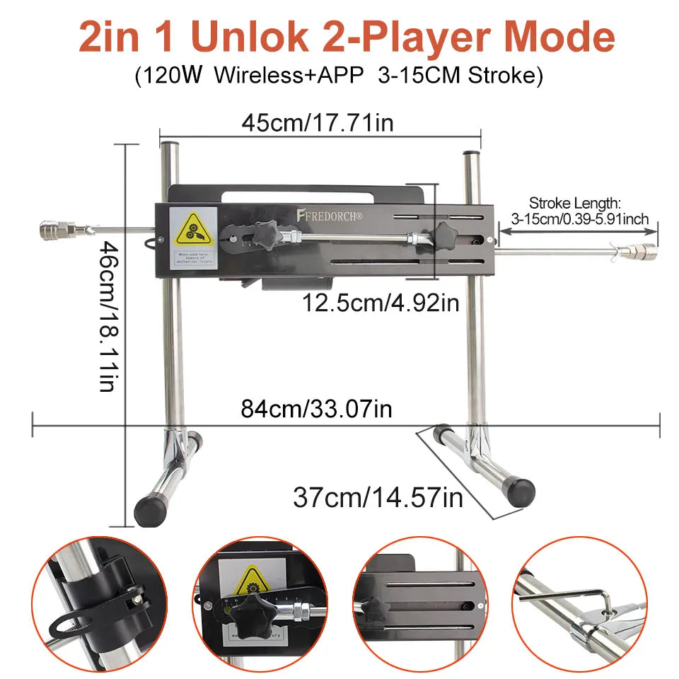 FREDORCH Sex Machine  Remote Super Silent Ultra Adjustable Vac u Lock 3-15CM 120W Love Machine With Dildo sex machine  sex toy